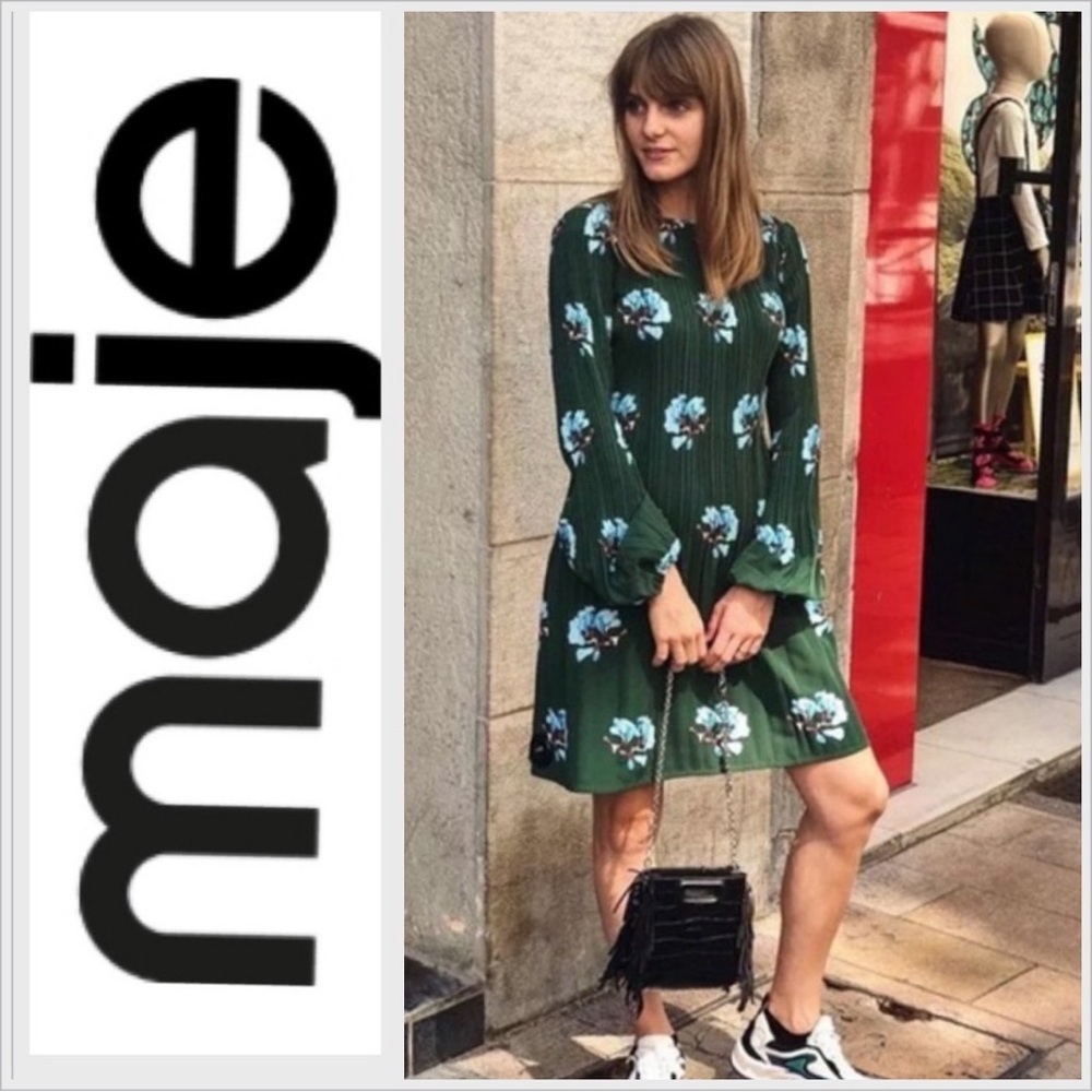 MAJE green floral Rockinette dress sz 3 NWOT